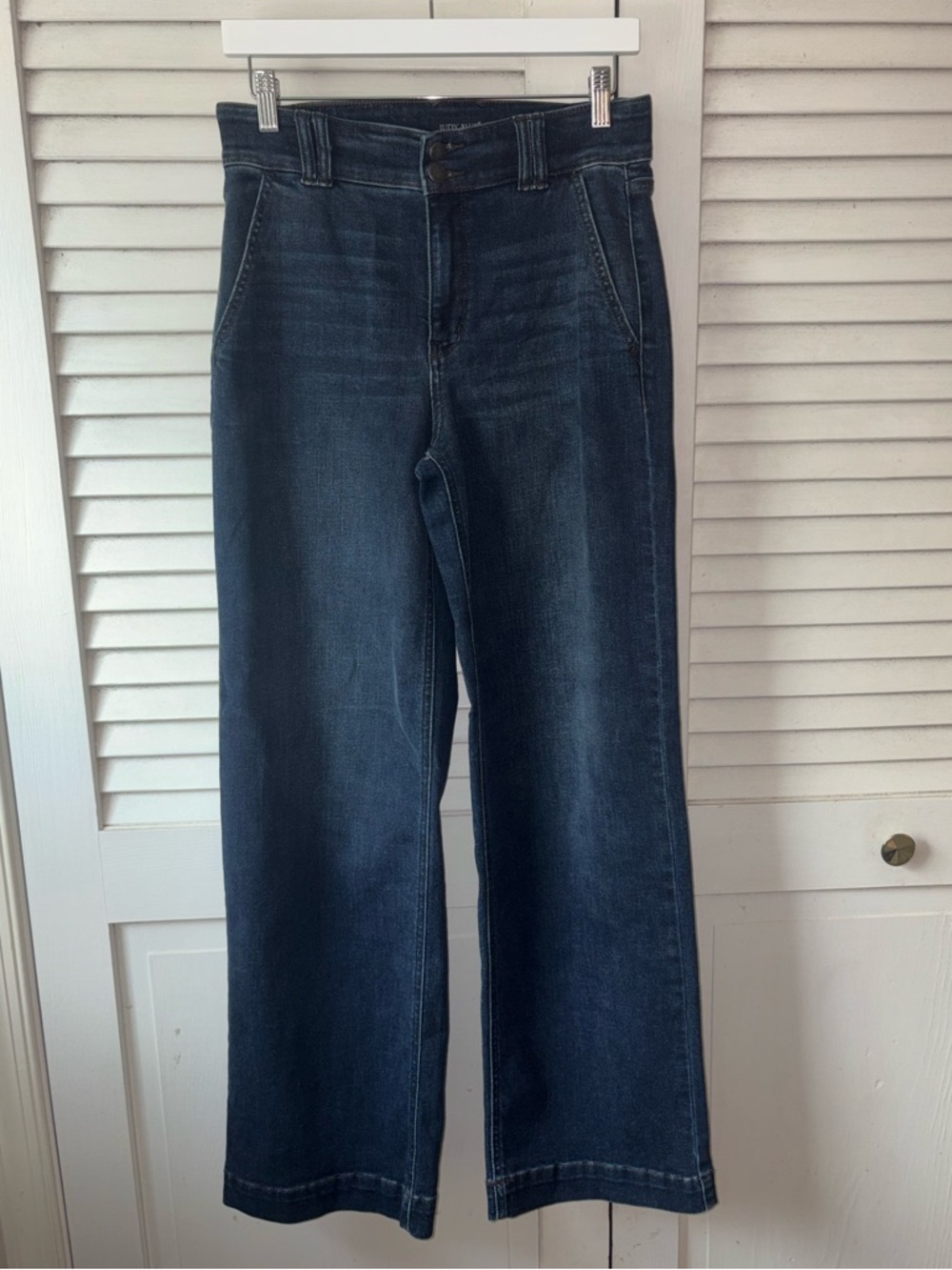 Judy Blue High Waist Wide Leg Jeans 5/27 Double Button Medium Wash 90s - Picture 2 of 7